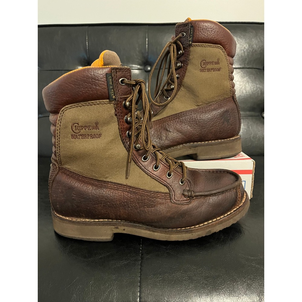 Chippewa 24946 Mens Waterproof Leather Canvas Moc Toe Boots